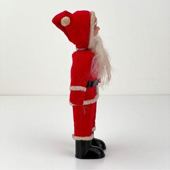 Vintage Mid Century  1950s Santa Claus Rubber Face Felt Suit  9” - Picture 5 of 9